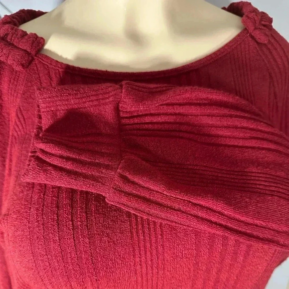 Wiholl Women’s Solid Raglan Long Sleeve Ribbed Ruffle Smocked Sweater - Picture 8 of 11